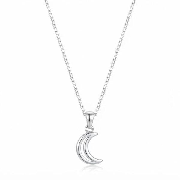 Crescent Moon Silver Necklace Chain Pendant in Pure 92.5 Sterling Silver