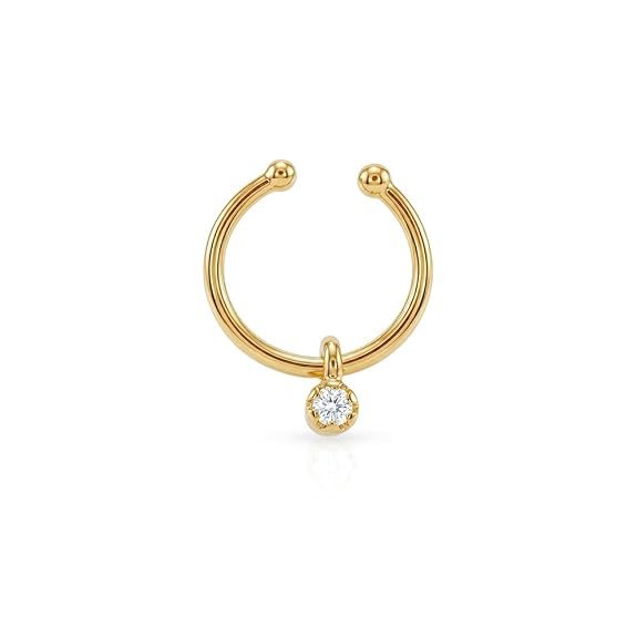 TOUCH925 Store Pure 925 Silver Minimal Drop Septum Nose Ring for Women