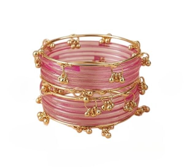CLASSIC BANGLE Trendy Glass Bangles with Alloy Ghungroo Charms For Women|Fancy Designer Glass Bangles|Traditional Chudi|Stylish Ghungroo Bangles For Women - Set Of 12