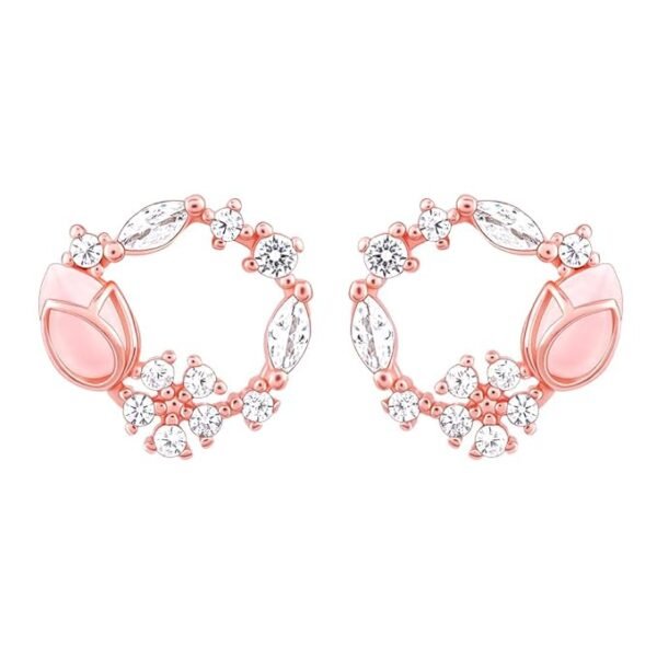 GIVA 925 Sterling Silver Rose Gold Pink Drop Wreath Studs