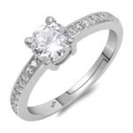 Elegant Solitaire Cubic Zirconia Adjustable Ring – Silver Finish