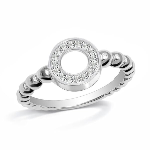 925 Sterling Silver Eternity Wedding Band Pave CZ Circle Caviar Bead Statement Ring for Women