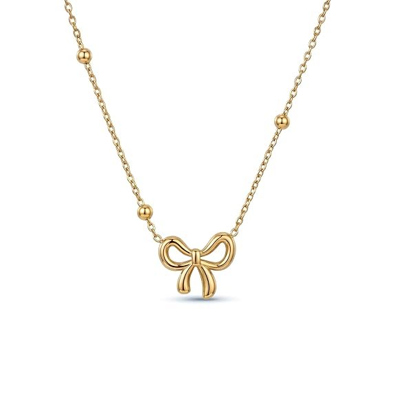 Bow Necklace Set For Women Stylish | Anti Tarnish Waterproof Stainless Steel Chain Pendant Necklaces Jewelry