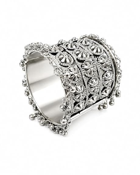 Textured Oxidised Bracelet with Ghungroo for Women