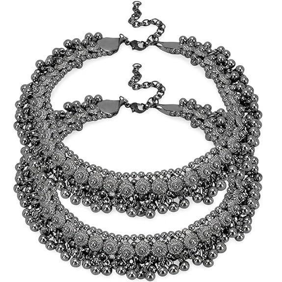 Oxidised Anklet for Women Jewellery German Silver Plated Stylish Handmade Anklets for Girls and Women