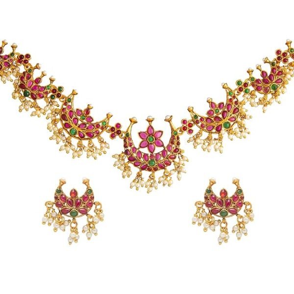 Royal Necklace Set for Women – Gold-Plated Kundan & Pearl Bridal Jewelry Set