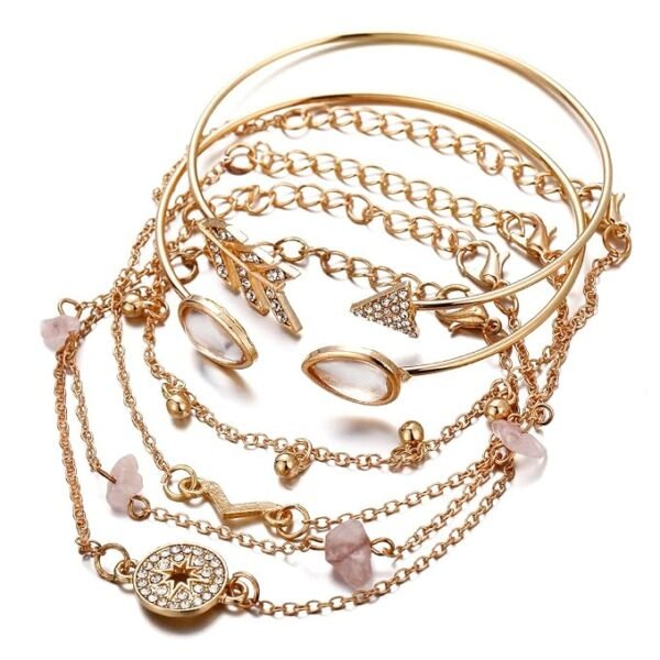 Stylish Multilayer Gold Plated Bangle Bracelet
