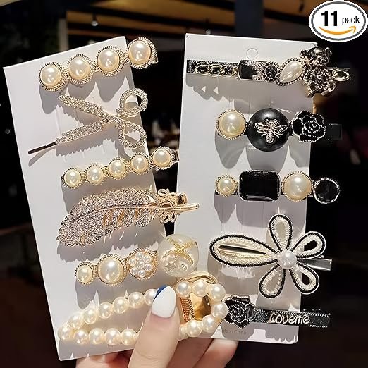 Korean Fashion Style Pearl Rhinestone Metal Hair Clips Hair Pin Stylish Hair Accessories Jewellery For Women's And Girls
