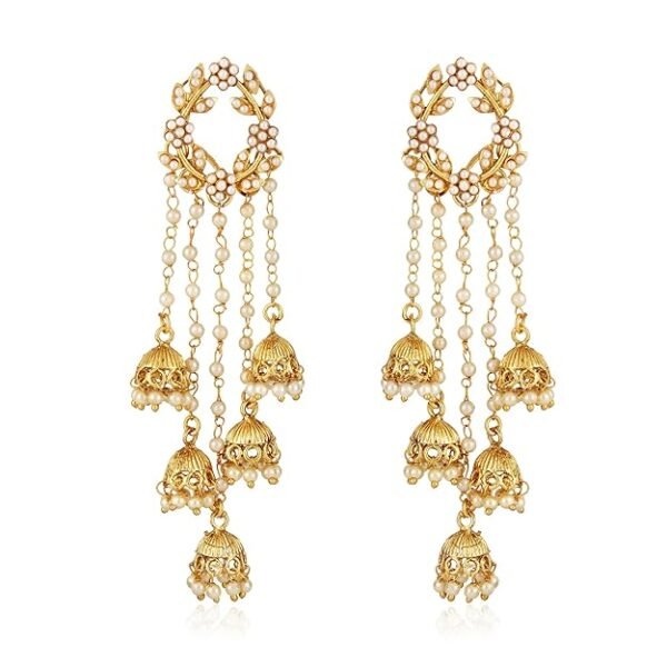 Royal Pearl Jhumki Long Earrings for Women